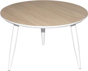 Couchtisch rund weiß Eiche | Hochwertig Beistelltisch Wohnzimmer-Tisch | Ø 60cm |