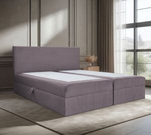 Bett, Boxspringbett, Continentalbett BERG POSO mit Bonell Matratze, Doppelbett mit Container, H3 (140x200 cm, Bett, Rosa - Poso 27, Ohne Topper)