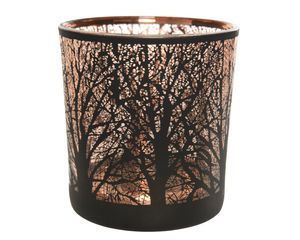 Windlicht Glas mit Baum Motiv 8cm, schwarz