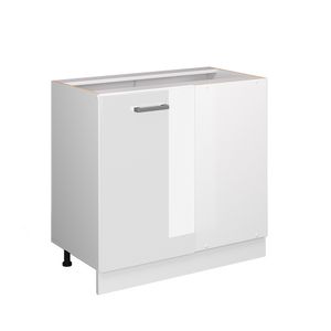 Vicco Eckschrank R-Line, 86 cm ohne Arbeitsplatte, Weiß Hochglanz/Weiß