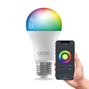 Calex Smart WLAN Glühbirne E27, App und Alexa Sprachsteuerung, 8.5W Wifi LED Leuchtmittel, Dimmbar, WLAN Lampe Warmweiß und RGB