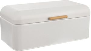 Orion Brotkasten Brotdose Küchenbehälter zur Brotlagerung weiß aus Metall mit Bambusgriff WHITELINE 42x24x16,5 cm