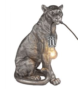 formano Leopard Stehlampe 51cm Antik-Silber Stimmungslampe Tierlampe Löwe Lampe