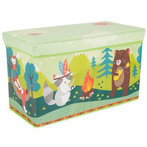 Bieco Aufbewahrungsbox mit Deckel | 60L, faltbar | ca. 60x30x35cm | Spielzeugkiste mit Deckel | Aufbewahrungsbox Kinder | Kisten mit Deckel | Aufbewahrungsbox Groß | Wickeltisch Organizer | Waldtiere