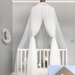 Betthimmel Baldachin für Mädchen und Jungen Deko Kinder Kinderzimmer Bett Moskitonetz 41 x 306 cm aus Chiffon-Spitze, Weiß