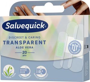 Salvequick Transparent Aloe Vera Plastry opatrunkowe przezroczyste z wyciągiem z aloesu, 20 sztuk