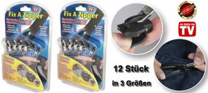GKA 12 x ZipperFix Easy Reißverschluss Reparatur Set Zipper Universal in 3 Größen Zipper Fix