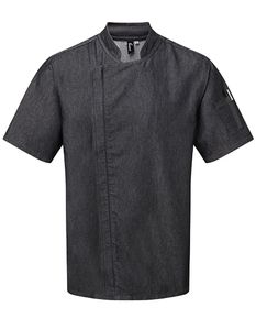 Premier Workwear Herren Chef's Zip-Close Kurzarm Jacket Kochjacke PR906 black denim (ca. pantone 426c) S