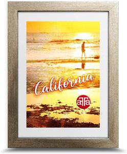 aFFa frames, California, Bilderrahmen aus Kunststoff, Fotorahmen, Rechteckig, mit Acrylglasfront, HDF-Hintergrund, Taupe, 15x20 cm