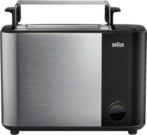 Braun HT5015BK Toaster, Kunststoff, Edelstahl, Stahlfarben/Schwarz (HT5015BK)