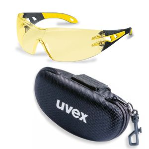 uvex Schutzbrille pheos supravision excellence schwarz/gelb - amber + Brillenetui