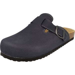 Supersoft Herren Clogs 176-002 Hausschuhe klassisch Dunkelblau Lederfußbett