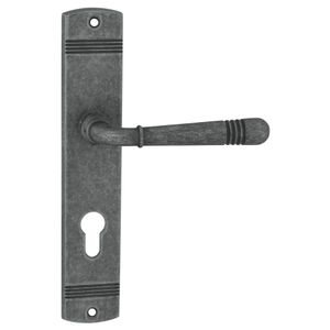 DOMINO Türgriff 72 Drückergarnitur PZ-Profilzylinder Set | Langschildgarnitur |für Zimmertür, Bürotür, Kellertür & Innentür |Antikes Nickel | LOFT M95