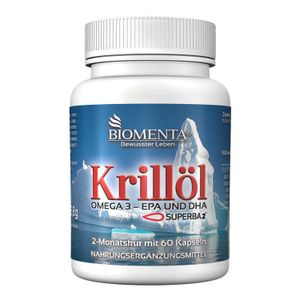 BIOMENTA® Krillöl – Phospholipide, Omega 3, EPA, DHA, Astaxanthin – 60 Kapseln – 2 Monatskur