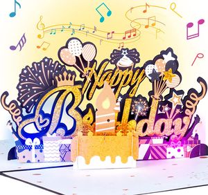 3D Pop-up Geburtstagskarte mit Licht und Musik, Blow Out Licht Kerze und Spielen Happy Birthday Musik Grußkarte, für Frauen, Kinder oder Männer (Geburtstagskarte)