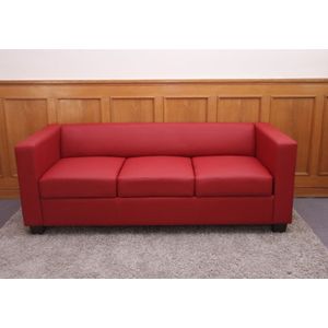 3er Sofa Couch Loungesofa Lille  Leder, rot