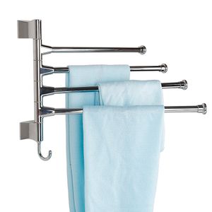 4 beweglich Arme Edelstahl Handtuchhalter Handtuchständer Badetuch Standhalter