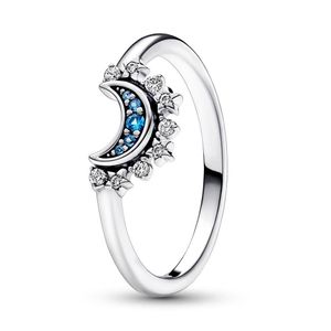 Pandora 192675C01 Damen-Ring Himmlischer Blau Funkelnder Mond, 52/16,6