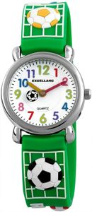 Excellanc 4500027-004 Kinderuhr - Football - Silikonarmband grün/weiß