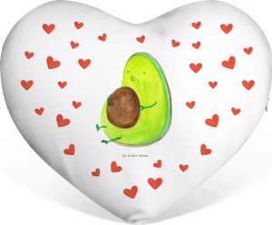Mr. & Mrs. Panda Herzkissen Avocado Pfeifen - Weiß - Geschenk, Gesund, voll gefressen, Ernährung, Diät, Abnehmen, Dekokissen, Herzform, Vegan, Veggie, foodbaby