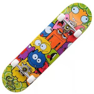 Skateboard Komplettboard 79cm mit ABEC-9 Kugellager Ahornholz Holzboard für Kinder und Erwachsene (Cartoon-Stil)