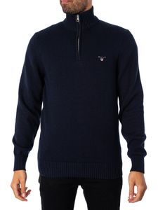 GANT Lässiges Baumwoll-Sweatshirt mit halbem Reißverschluss, Blau L