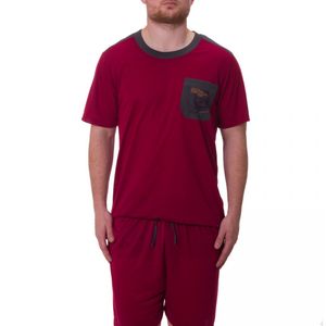Henry Terre - Herren Shorty Pyjama M-5XL, Farbe:Bordeaux, Größe:L