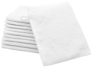10er-Set Waschhandschuhe, Baumwolle, 16x21 cm, 400g/qm, weiß