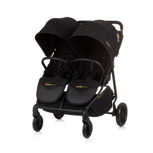 Chipolino Zwillingskinderwagen Top Stars, 77 cm breit, Wickeltasche, Fußsack schwarz gemustert