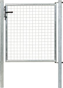 Alberts Wellengitter-Einzeltor mit Zubehör, Breite 100 cm, Höhe 100 cm, feuerverzinkt, zum Einbetonieren, Pfostenstärke 60 mm
