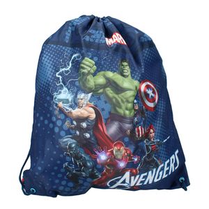 Avengers Power Team Turnbeutel Schuh-Beutel Tasche Ironman Thor Hulk Captain America, Farbe:Blau