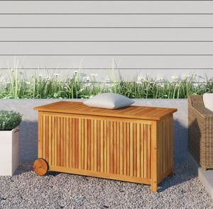 vidaXL Záhradná truhlica s kolieskami 113x50x58 cm Masívne drevo Akácia