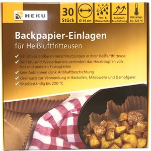 Heku Backpapier-Einlagen für Heißluftfritteusen (30 Stück)