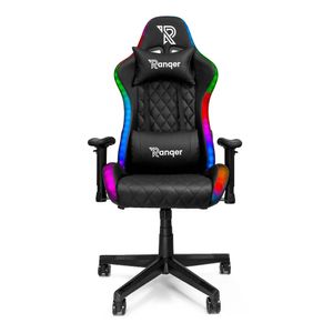 Ranqer Halo RGB/LED Gaming Stuhl | Gaming Stuhl mit RGB LED-Beleuchtung, 350 Farben und Effekten, Höhenverstellbare Armlehnen, Rundum Drehbar, Ergonomischer Bürostuhl, Gamer Stuhl - Schwarz