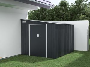 Gartenhaus Metall mit Anlehnfunktion - 5,49 m² - verzinkter Stahl - Anthrazit - DAUSTIN