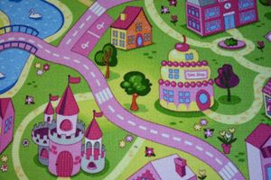 Teppich SWEET TOWN für Kinder Straßen Stadt Rosa 300x300 cm