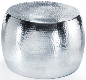 Kobolo Couchtisch Wohnzimmertisch SHINE - Aluminium - gehämmert silber - rund