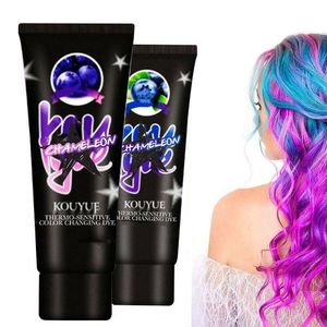 2 stk Einweg-Haarfarbe Farbwechsel Haarfärbemittel-Thermochrome Farbwechselnde Creme 60ml Bunt Haarfärbemittel-Farbcreme