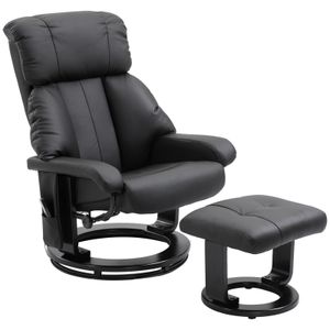 HOMCOM Relaxliege mit Liegefunktion Massagesessel Fernsehsessel Liegesessel Ergonomischer Stuhl Sessel mit Hocker Massage Schwarz 76 x 80 x 102 cm