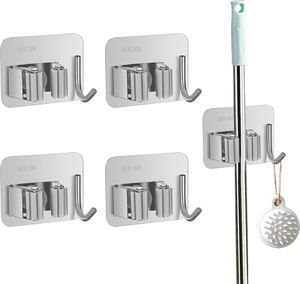 Aenfaiy Besenhalter Set - 4 Silberne Wandhalterungen Für Ordnung