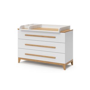 Vitalispa Changing dresser Malia, 133 x 98 cm XL with 3 drawers, White/Oak