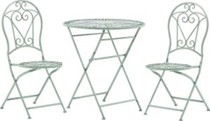BELIANI Bistroset grün Metall 2er Balkon Terrasse Zusammenklappbar Garten romantisch