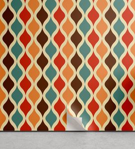 ABAKUHAUS Retro abziehbare & klebbare Tapete für Zuhause, Funky Verschiedene Formen, selbstklebendes Wohnzimmer Küchenakzent, 33 cm x 250 cm, Mehrfarbig
