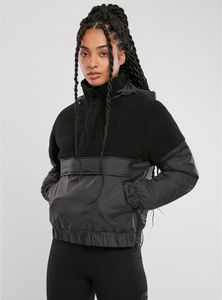 Dětská bunda větrovka Urban Classics Ladies Sherpa Mix Pull Over Jacket black/black - M