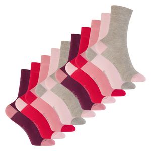 Footstar Kinder Baumwoll Socken (10 Paar) mit abgesetzter Ferse und Spitze - Berry 31-34
