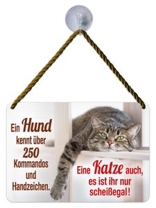 Kulthänger Blechschild Katze scheißegal, KH 191