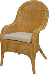 KRINES HOME  Bequemer Rattansessel mit hoher Rückenlehne Polster Rattan Rattanstuhl Lounge mit Breiten Armlehnen Honig