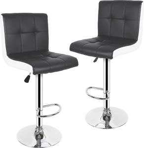 2er-Set Barhocker aus Kunstleder, Höhenverstellbar, 360° frei drehbar Schwarz+Weiß 2er-Set Barhocker aus Kunstleder, Höhenverstellbar, 360° frei drehbar Schwarz+Weiß