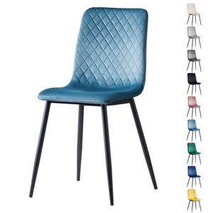 Esszimmerstühle LEXI im 4er Set, mit Samtbezug & Metallbeinen, Designerstuhl, Hellblau