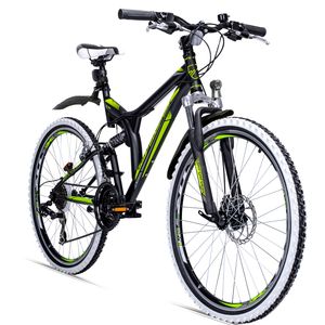 Bergsteiger Phoenix 26 Zoll Mountainbike, geeignet ab 160 cm, Scheibenbremse, Licht, Schutzblech,  21 Gang-Schaltung, Vollfederung